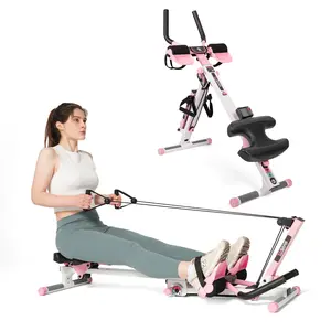 TOUSAINS 3 in 1 Ab Core Trainer & Rower Pro with Resistance Bands | Foldable Exercise Machine for Full Body Workout & Muscle Toning, Home Gym Equipment,  Abdominal Fitness Wheel, ab roller wheel