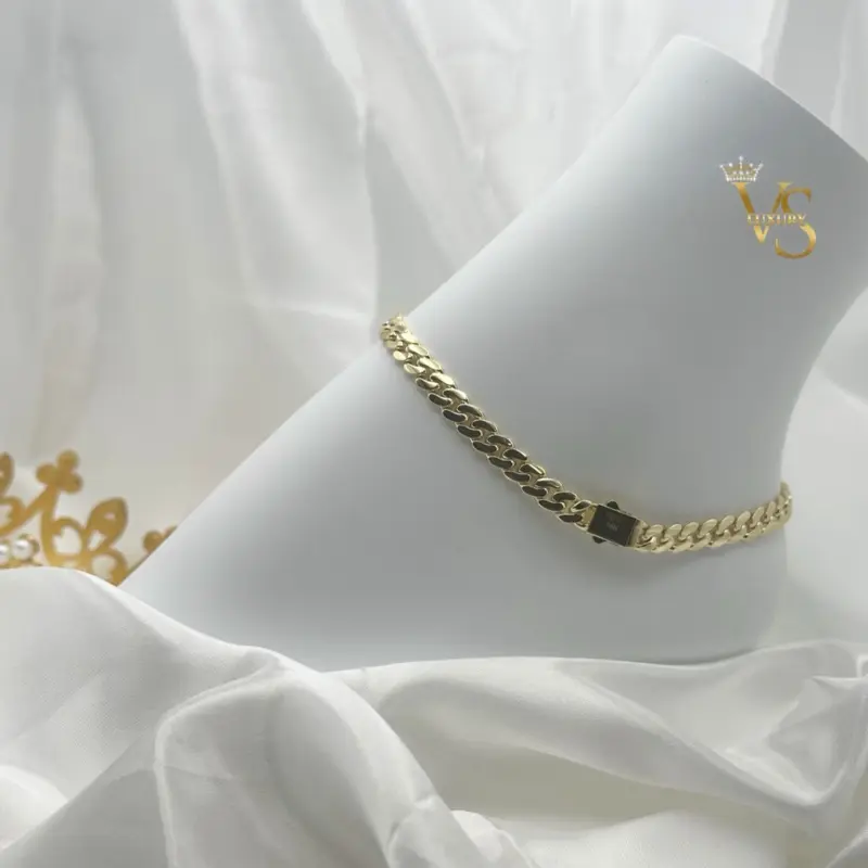 Valdes Luxury #131 – Monaco-style anklet in 14K gold-plated laminated finish