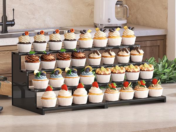 Lifewit 4 Tier Black Display Stand for Cologne, Perfume, Figures, Cupcakes, Desserts, Spices & Fragrance