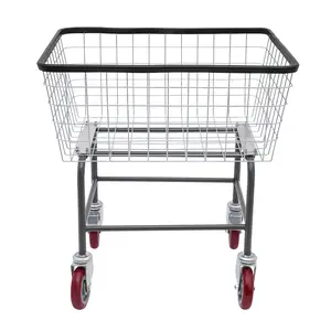 Heavy Duty 110lbs Standing Steel Wire Laundry Cart with Plastic Nylon Removable Basket, 4 Swivel Casters (2 Locking), Rolling Utility Hamper & Rack for Home, Commercial Use, Ideal Gift for Laundry Room Organization