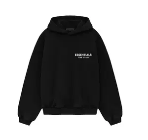 KIDS Fear of God Essentials Fleece Black Hoodie