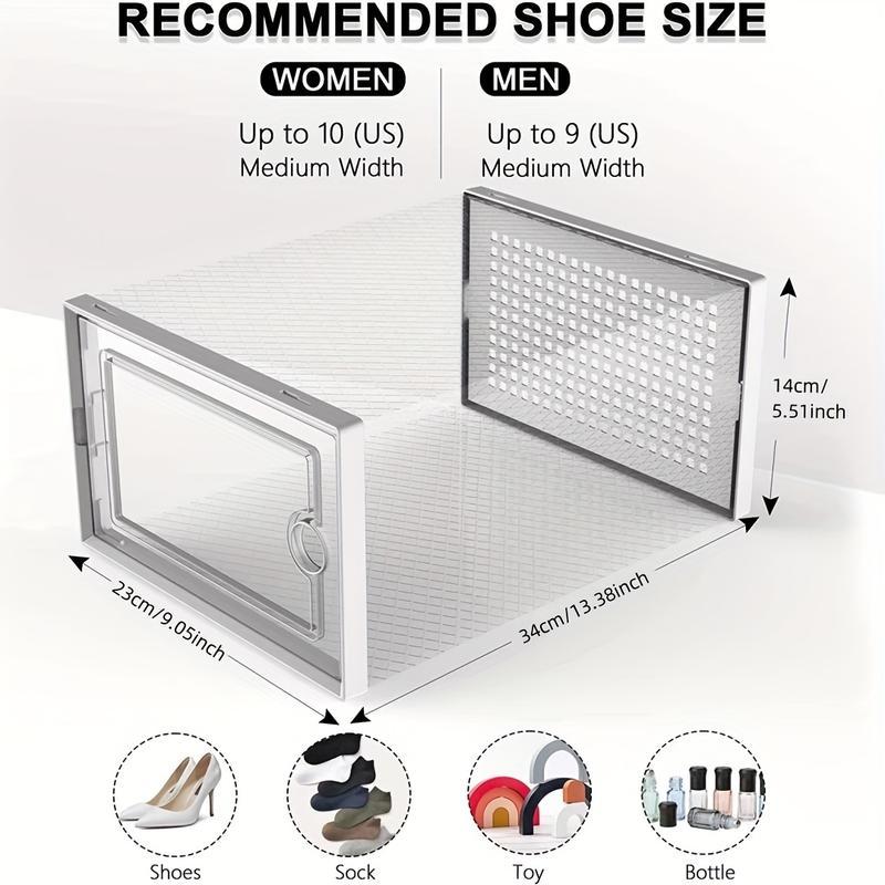15P Stackable shoe storage box with lid, large shoe rack and storage shelf, shoe display and storage container