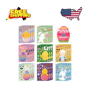 Easter Basket Stuffers - DIY Happy Egg Bunny Sticker (24 Sheets)