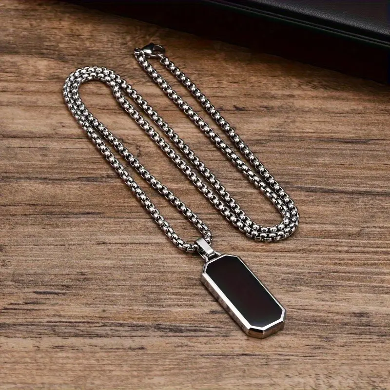 1Pc stainless steel necklace, men's simple black oil dripping stainless steel pendant, men's personalized gift