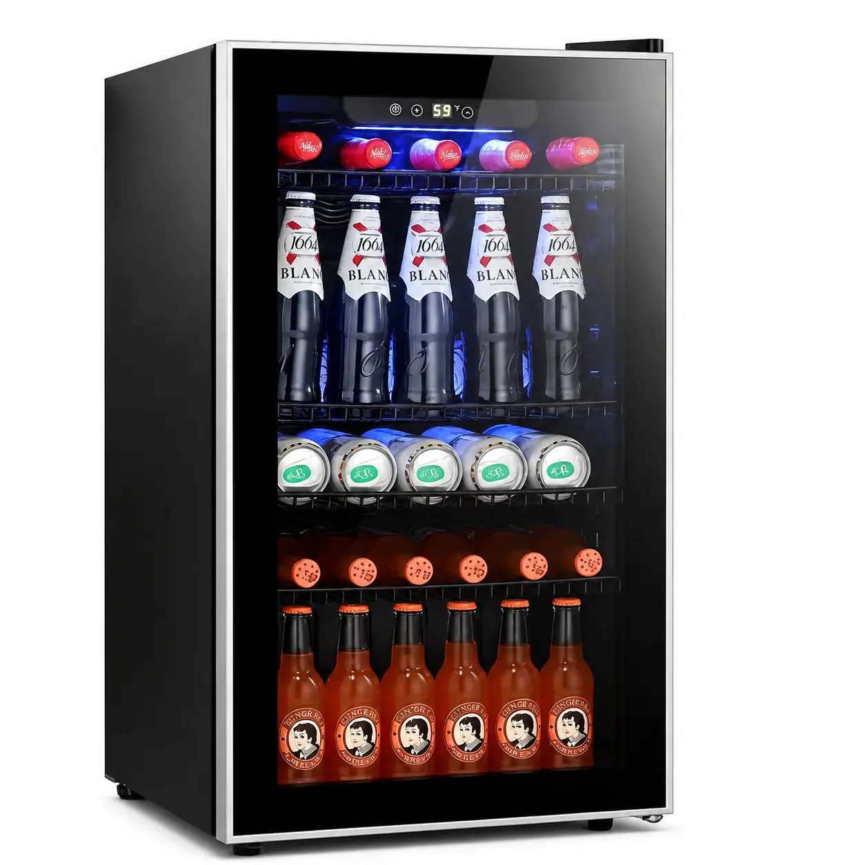 Antarctic Star 3.2 cu ft Beverage Refrigerator & Cooler - Compact Mini Fridge with Reinforced Glass Door, LED Lights, Quiet Vibration-Free Cooling, for Dorm Room, Offices, Small Spaces, Kitchens (Adjustable Cooling Range)
