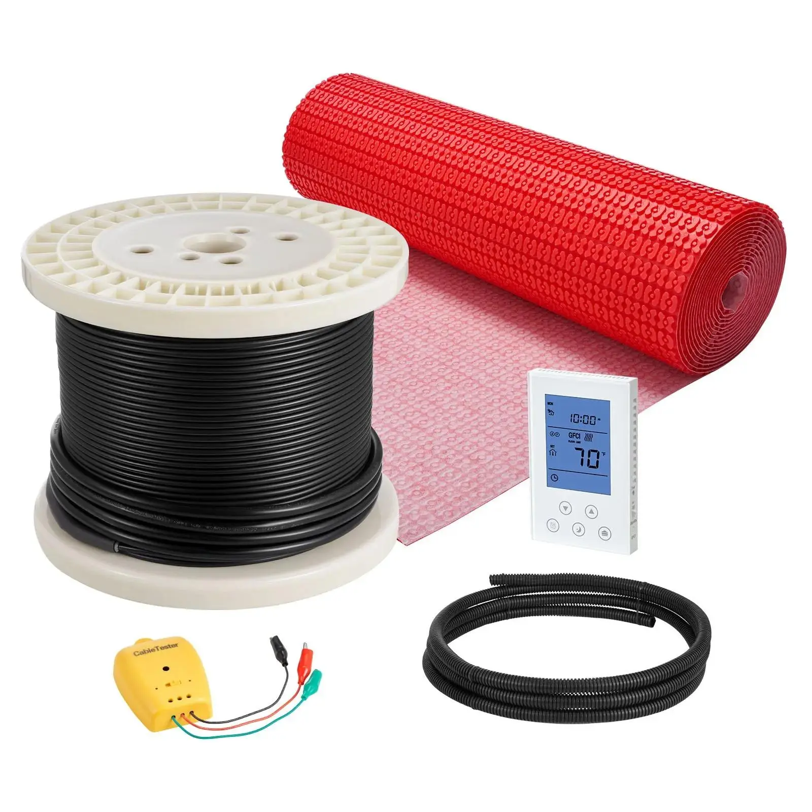 【SummerFinds】VEVOR 100 sqft Floor Heating Mat System,  120V Electric Radiant Heated Floor System, with Decoupling Membrane & Smart Control Thermostat & Alarm, Easy Installation for Tile, Stone, Vinyl