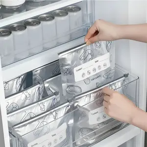 30 PCS Reusable Aluminum Foil Zipper Bags 3 Sizes Freezer Safe Waterproof Food Storage Bags Airtight Seal Containers for Meat Vegetables Snacks Kitchen Organization - Organiser