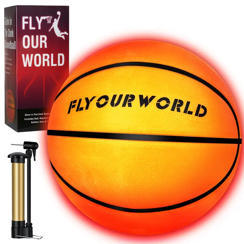 LED Basketball - Official Size 7 Ball Sports Equipment, Glow-in-the-Dark for Night Play, Gift for Men and Children, Premium Basketballs