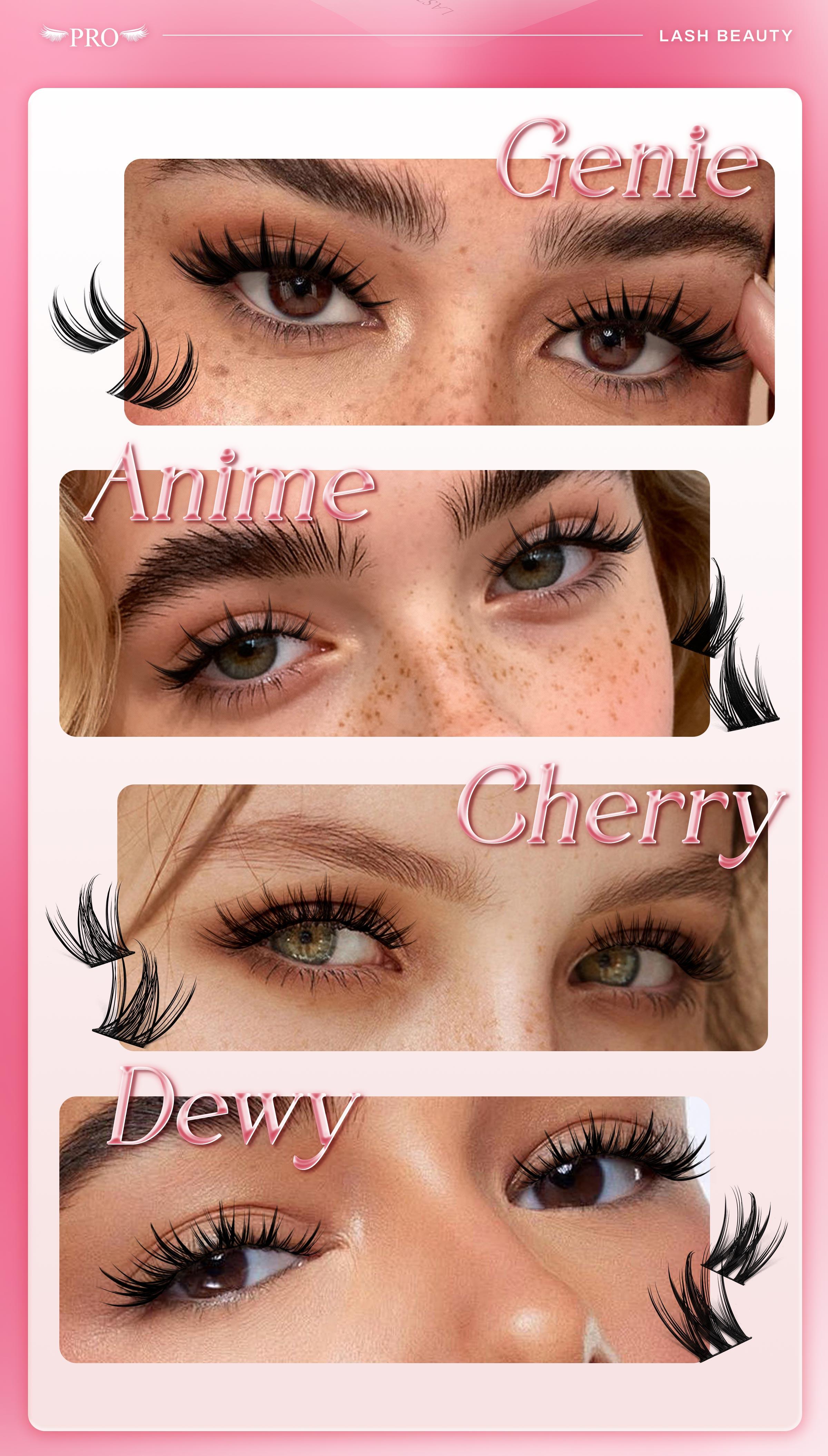 73% Hot Fresh Launch ProLashBeauty Anime Lashes Cluster Extension Kit - DIY C D Curl Eyelashes with Remover for Volume Length - Cosmetic Makeup