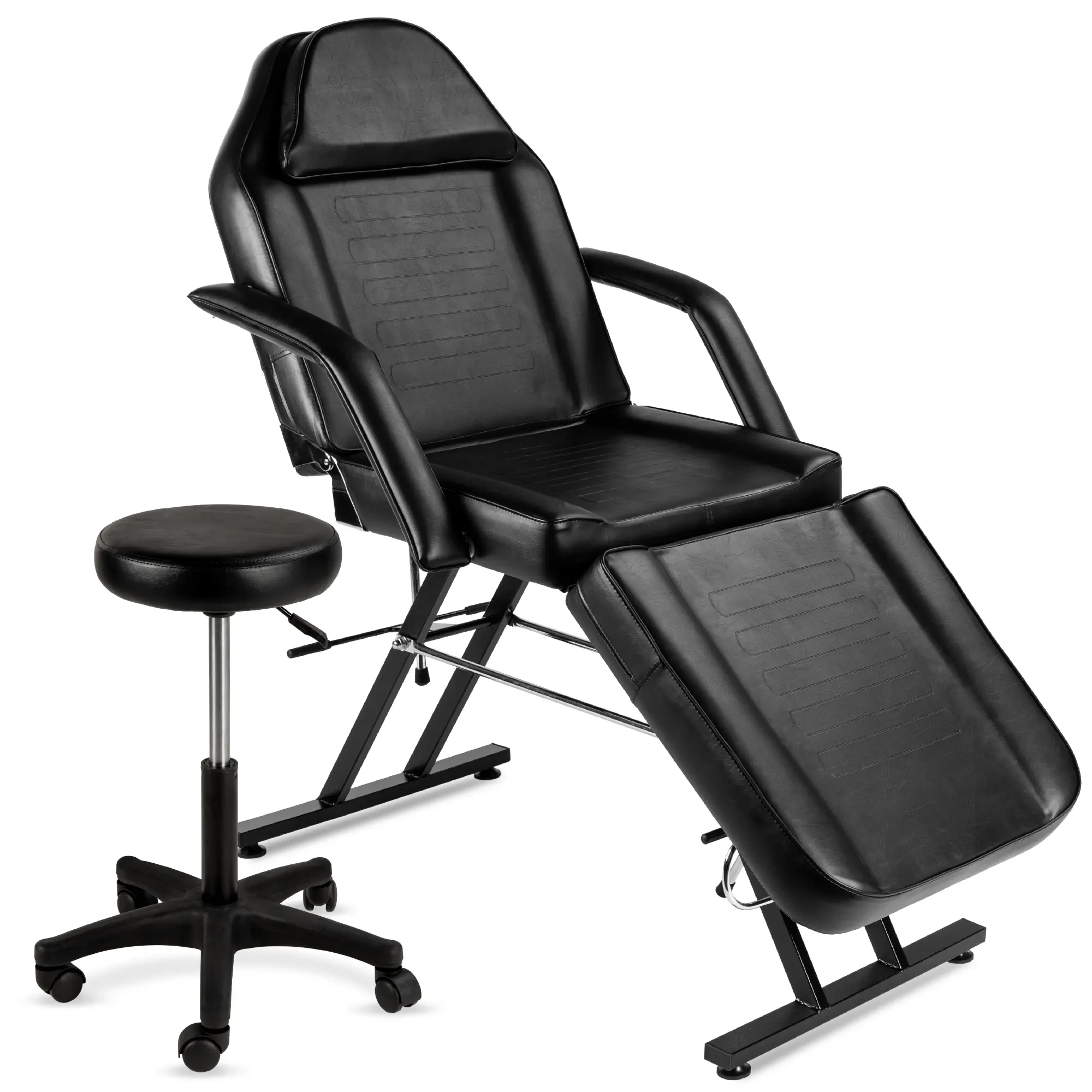 Best Choice Products 71in 3-Section Massage Bed, Spa & Salon Facial, Tattoo Chair w/ Hydraulic Stool - Black