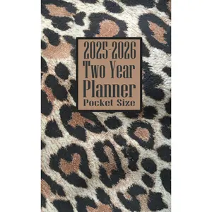 2025-2026 Two Year Planner Pocket Size: Cheetah Leopard Print themed Cover 2 Page Spreads With Monthly Calendar Grids 24 Months Organizer Paperback – August 24, 2024