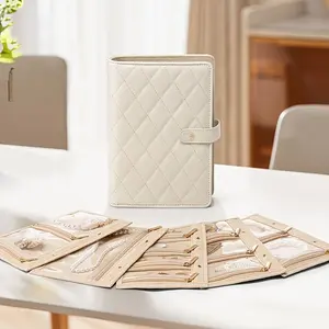 BOOVO Jewelry Book Organizer Bracelet Storage Ring Binder PU Leather Portable Design with 5 Loose Pages for Travel Daily Use Secure Waterproof Storage