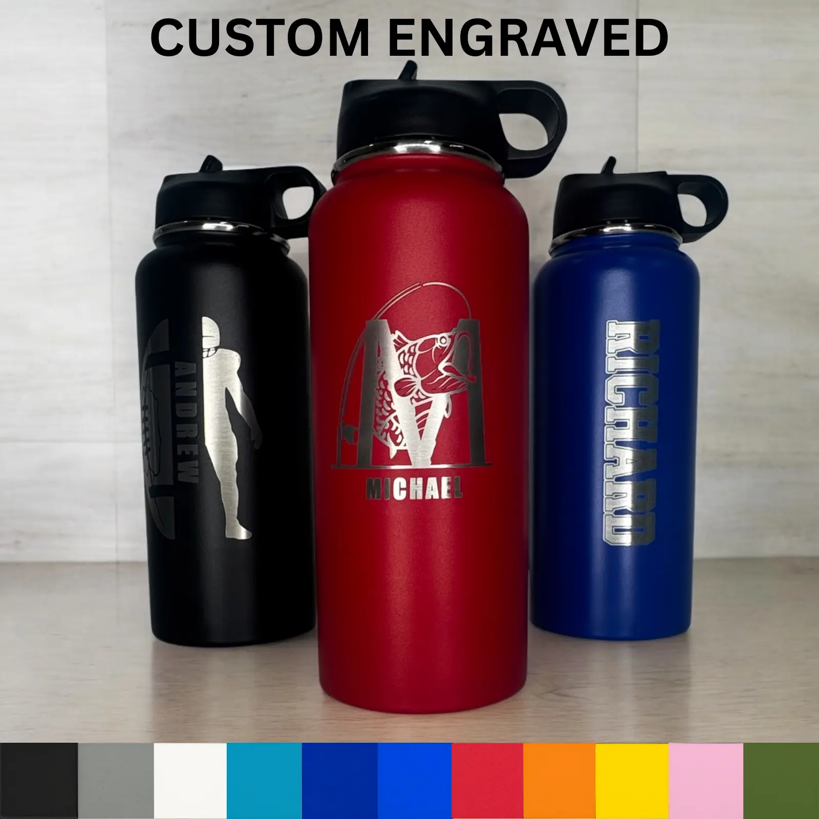 32oz Sports Bottle Custom Engraved Tumbler with Straw – Insulated Stainless Steel, Personalized Gift, Your Design, Your name,Custom Travel Mug