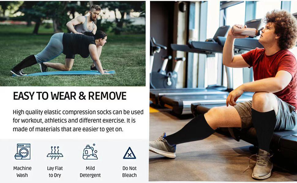 Tinylemon 3 Packs Plus Size Knee High Sports Socks for Women and Men Wide Calf Stockings Compression Leg Work Out Activewear