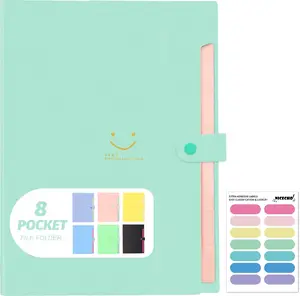 Expanding File Folder 8 Pockets Accordion File Organizer A4 Letter Size Paper Document Receipt Organizer Filing Folder Classroom Home