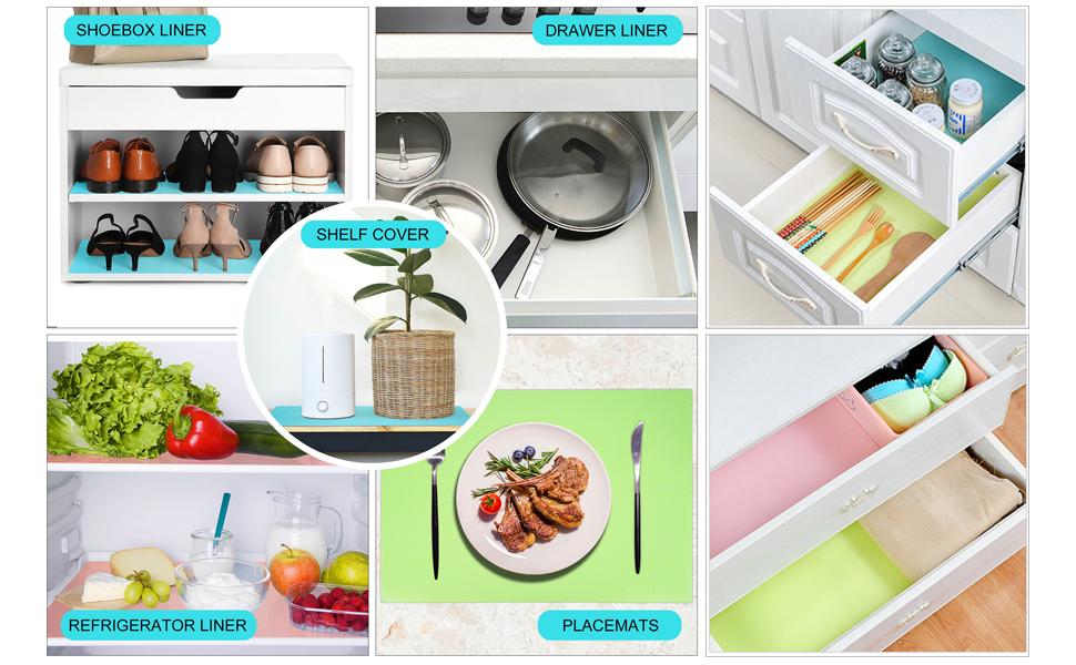 LMMAKE 12Pcs Cuttable Refrigerator Lining Mats Non Toxic Food Grade Material Easy Cleaning Nonslip Waterproof Drawer Cabinet Mats Insulated Moisture Proof Stain Resistant Coasters Fridge Accessories