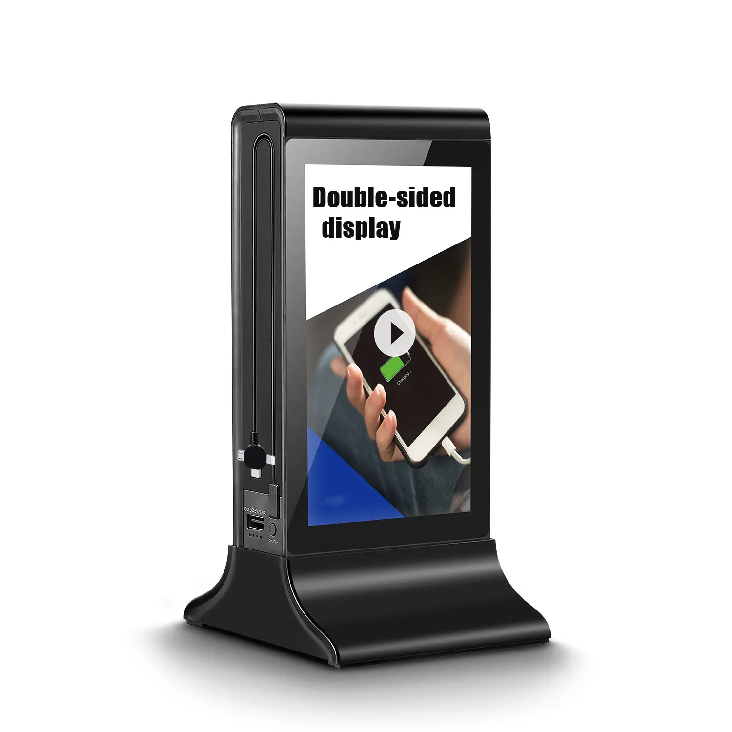 WeADS Digital Signage,Electronic Display Signs for Restaurants with Double Touch Screen, WiFi Connection and High-Capacity Portable Charging for Bars, Hotels, Public Areas (Black)