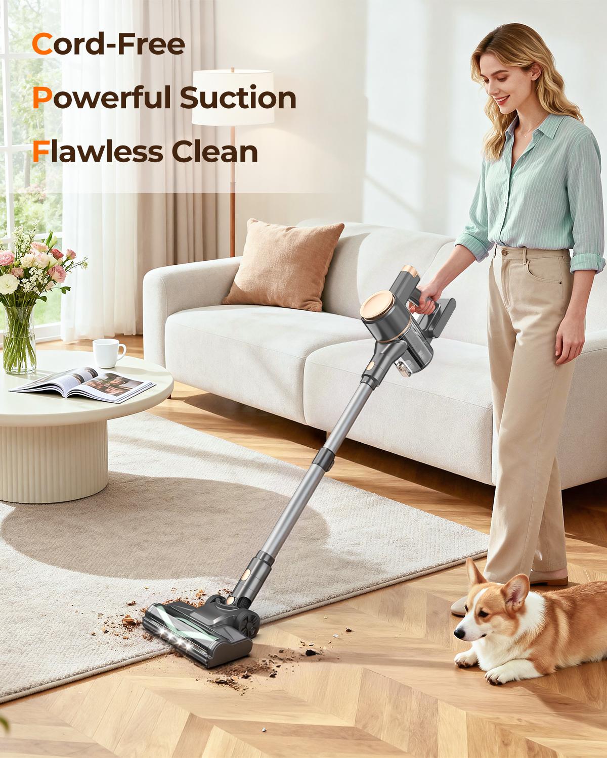 [Springglowup] N8 Cordless Stick Vacuum Cleaner 25Kpa 40 Mins Runtime Lightweight Stick Vacuum,Self-Standing Rechargeable Vacuum Cleaners for Pet Hair,Carpet,Hardwood Floor
