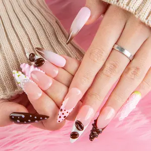 Lovful Holiday Spring Collection Handmade Acrylic Press On Nails 10PCS Reusable Salon Quality White Unique Designs Versatile Sizes