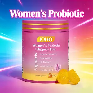 Women's Probiotic Gummies with Slippery Elm & Prebiotics Lactobacillus Blend for pH Balance & Intimate Moisture 60 Counts