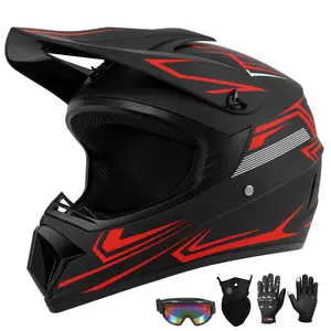 Spark Youth & Adult Motocross Helmet - DOT Approved | Off-Road ATV Dirt Bike BMX Full Face Helmet w/ Goggles, Gloves & Mask