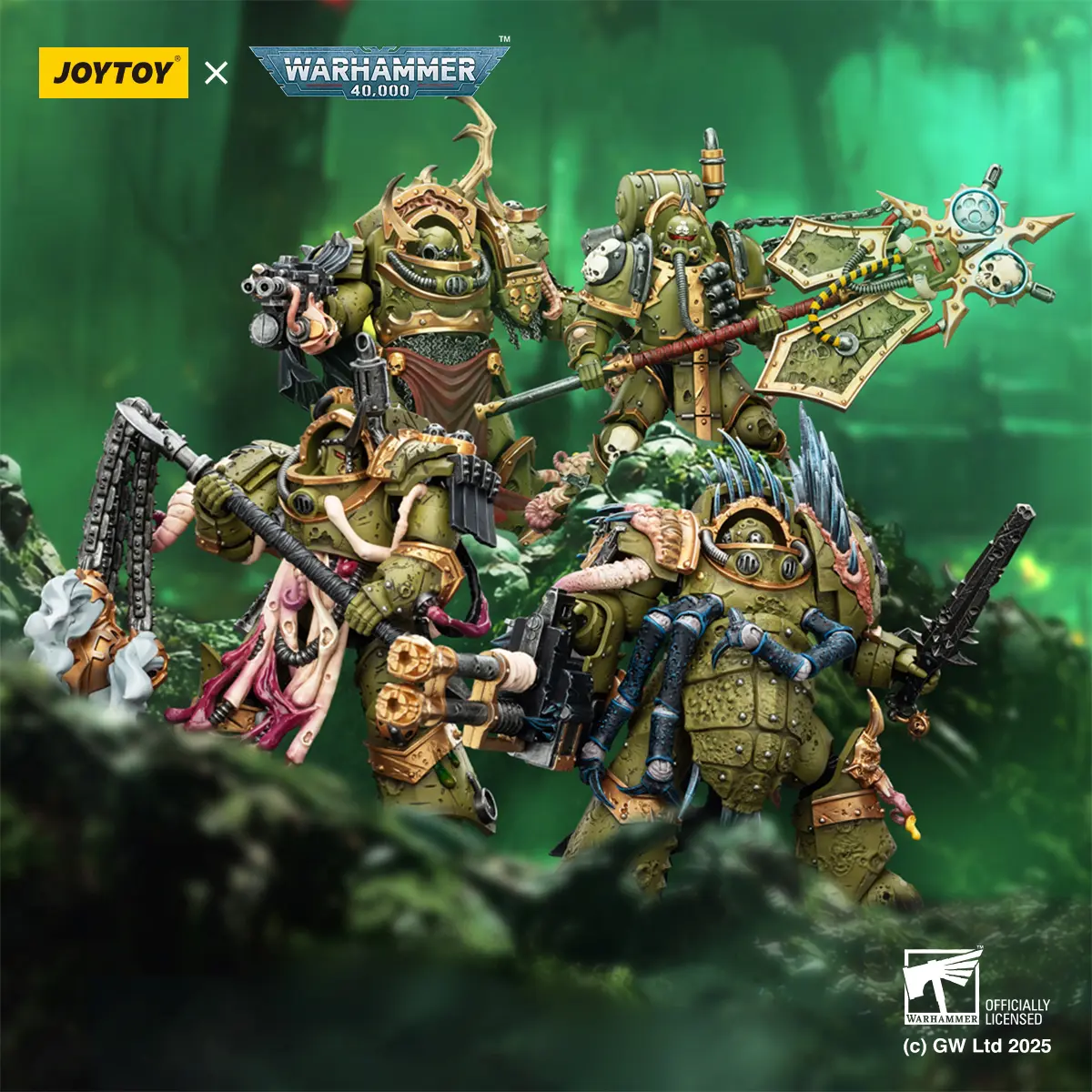 JOYTOY Warhammer 40000 1/18 Scale Detailed Death Guard Blightlord Terminator 2 Character Figurine Set - 4PCS Super Realistic Action Figures, Death Guard Icon Collectibles for Hobbyists, Ages 12+