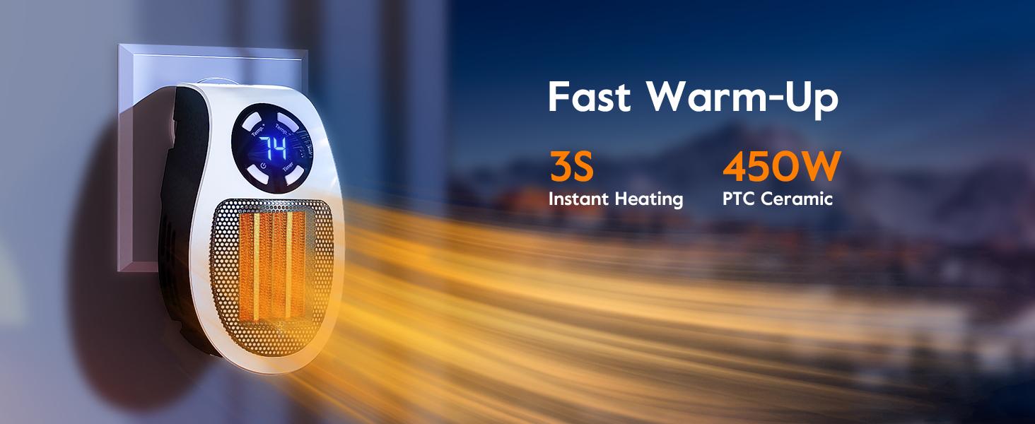 Brightown Wall Plug In Heater 450W Portable Outlet Heater with Remote Control Clear LED Display Adjustable Thermostat 12H Timer for Indoor Use Bathroom Office Brightown Wall Plug In Heater 450W Portable Outlet Heater with Remote Control Clear LED Display Adjustable Thermostat 12H Timer for Indoor Use Bathroom Office