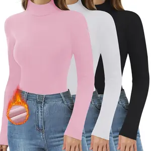 Fall Winter Fleece Lines Layering Top Thermal Turtleneck Long Sleeve Shirts Fall Winter Fashion Basic Thermal Underwear Tops Winter Clothes 2025 TiktokBlackFriday