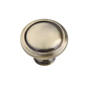 Utopia Alley HW327PLAB021 Luna Cabinet Ring Pull Knob - Decorative Cabinet Drop Pull Knobs for Cabinets and Drawers - Vintage Cabinet Hardware with Hand Finished Antique Brass - Metal Drawer Pull Knobs 1.2"