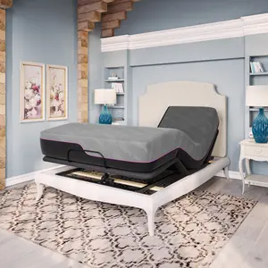 Renew 11 inch Flex Top Memory Foam Mattress & Adjustable Base Bundle Queen Size with Bamboo Charcoal Cover & Cooling Copper Infused Foam