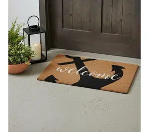 HomeRoots 24" X 36" Natural & Black Anchor Welcome Door Mat HomeRoots 24" X 36" Natural & Black Anchor Welcome Door Mat