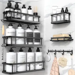 6 Pack Shower Caddy Shelf Bathroom Shower Organizer Rack No Drilling Multifunctional Organizer,corner shower shelf