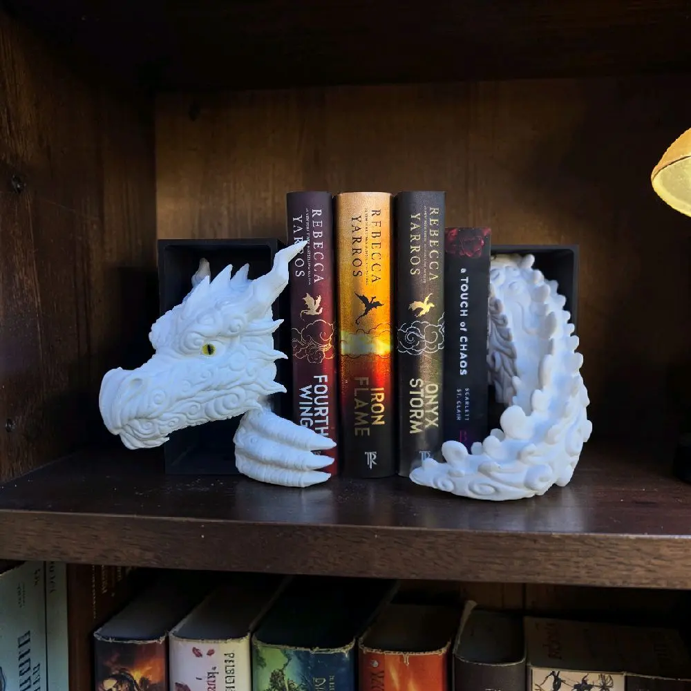Cloud Dragon Bookends Set, Head and Tail, 3d printed, bookshelf decor Design