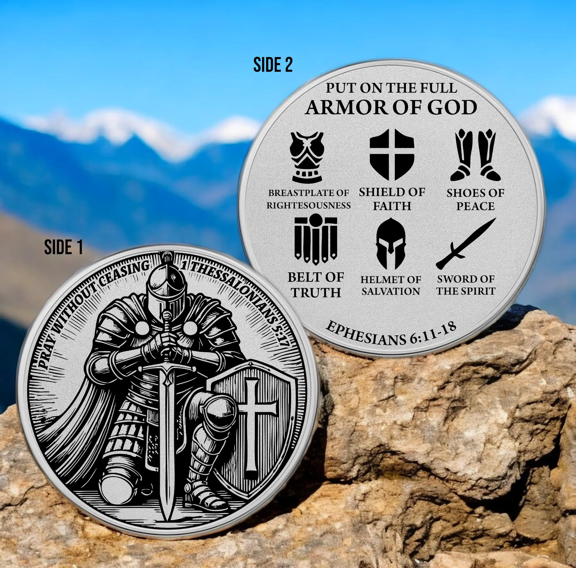 Prayer Warrior Challenge Coin – Full Armor of God Collectible