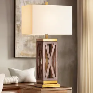 The perfect Single Pack 31.5 inch large blend warm wood and luxe gold Table Lamp,Vintage End Lamp for Living Room Study Room