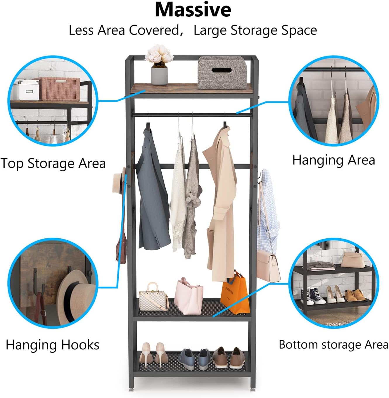 Tribesigns Industrial Small Clothes rack with shelves,freestanding closet organizer hanging closetorganizer Hangable Tribesigns Industrial Small Clothes rack with shelves,freestanding closet organizer hanging closetorganizer Hangable