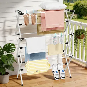 Clothes Drying Rack Laundry Rack, Foldable Clothes Airer for Indoor Outdoor Laundry Drying