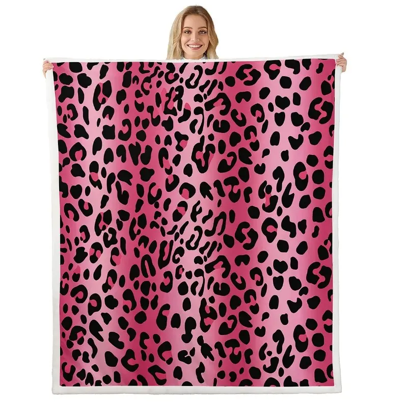 Erosebridal Women's Pink Leopard Cheetah Print Fleece Throw - Ultra-Soft Flannel Cozy Blanket, Wrinkle Resistant, Breathable Lightweight, Multi-Size Cheetah Print Blankets