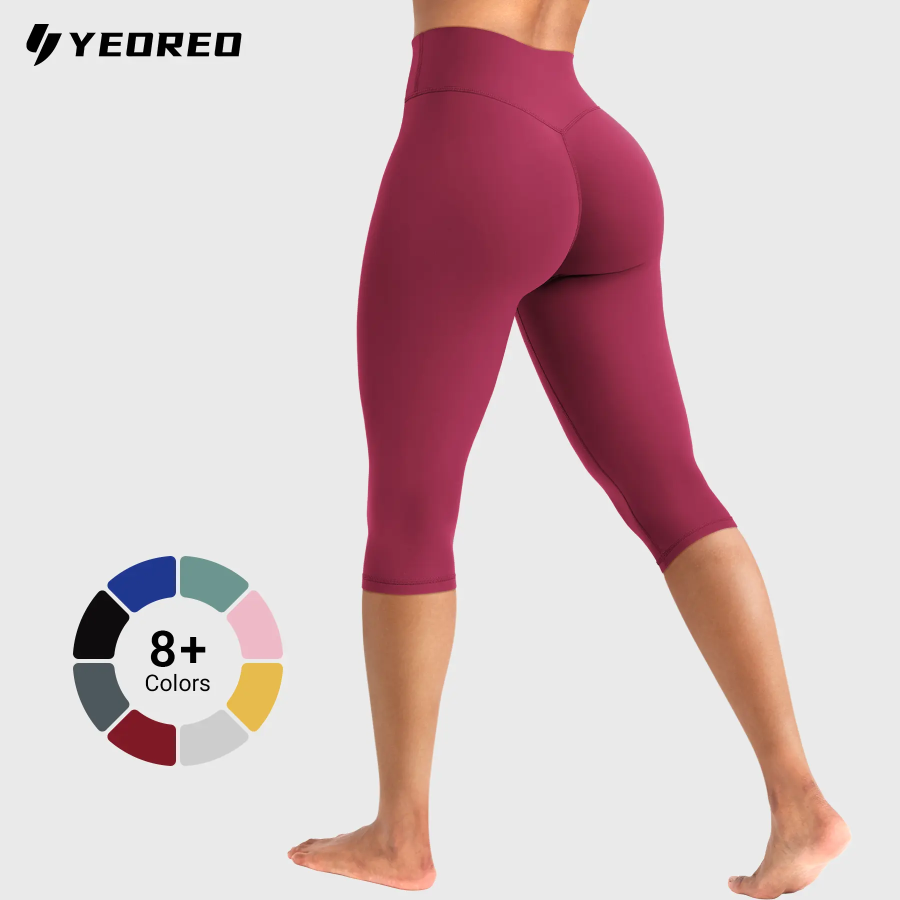 YEOREO Women's 17" High Waisted Workout Capri Leggings - No Front Seam, Hidden Scrunch, Everyday Active for Gym Yoga - Summer Finds, Soho Chic