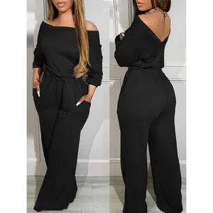 Off-the-shoulder, Waisted Romper Overalls Red