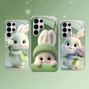 Cute Bunny Phone Case – Easter Spring Green Rabbit Design Cover for Galaxy S22 Ultra 5G — 975