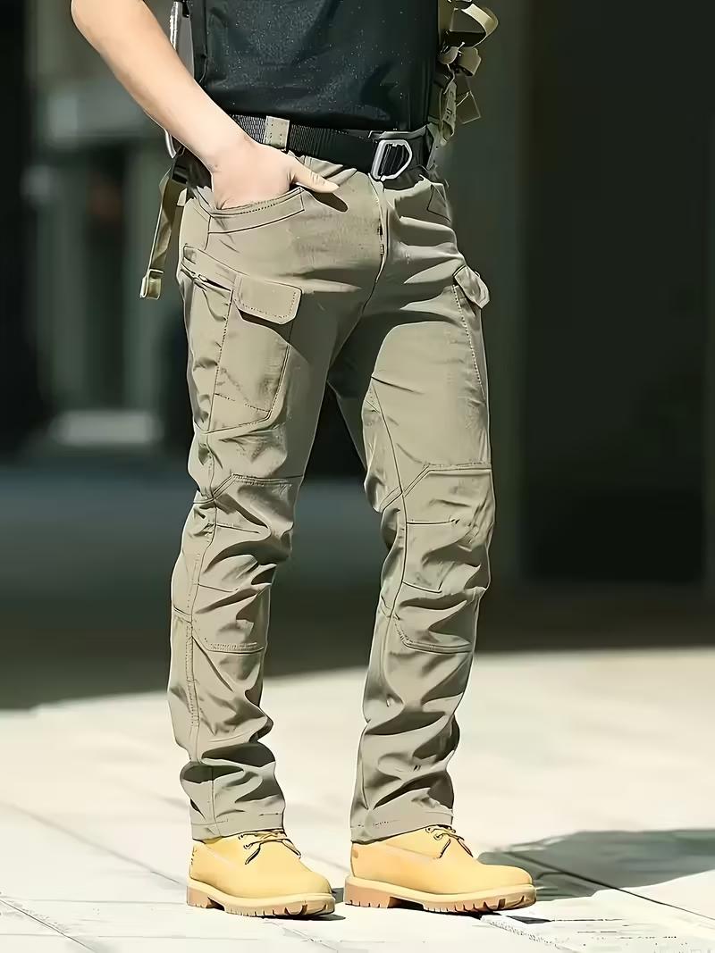 HOMUG Men's Windproof & Warm Outdoor Military Tactical Pants - Fleece-Lined, Solid Color, Mid-Rise, 320g Knit Fabric (Belt-Free, Multi-Pocket, Regular Fit) | Fall/Winter Casual Weekend Wear SpringStatements