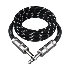 Straight 1/4 Inch Male to Male Guitar Instrument Cable, Black