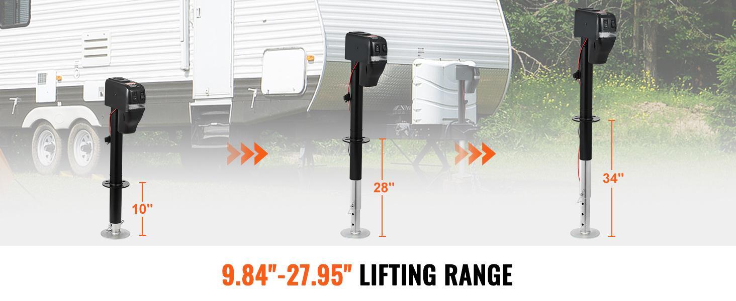 VEVOR Trailer Jack, TikTokShopBlackFriday, Electric Power Tongue Jack Weight Capacity 4000 lbs, 9.84"-33.85" Electric Tongue Jack with Waterproof Cover for Lifting RV Trailer, Horse Trailer, Utility Trailer, Yacht Trailer Tow VEVOR Super Brand Day