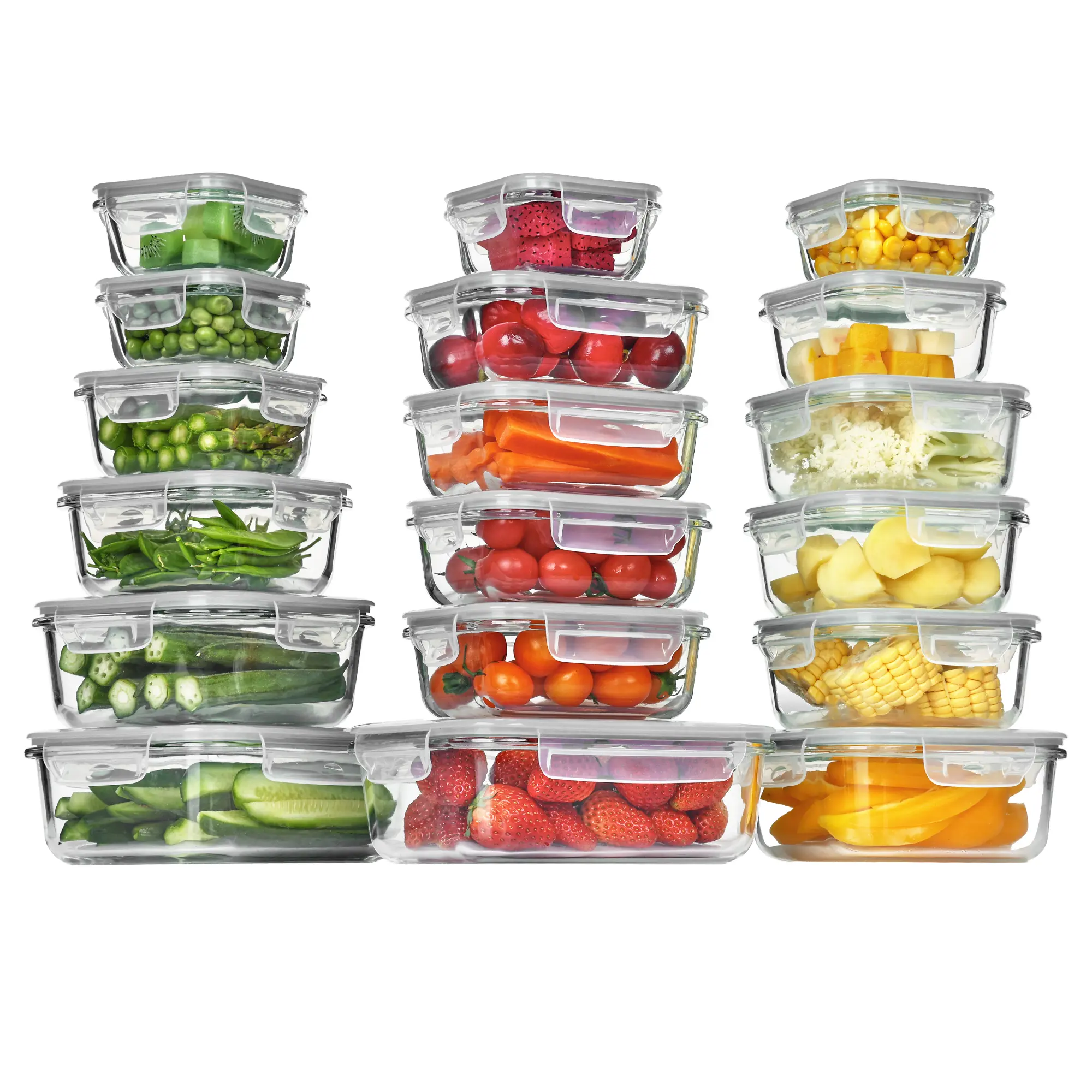 【Meal Prep】Vtopmart 18 Pack Glass Food Storage Containers with Lids -Stackable Design for Kitchen Utensils Oven Microwave Freezer Dishwasher Kitchenware Lunch Compartment Grey Rectangle Airtight Meal Prep,Large Storage,summerwins,home essentials