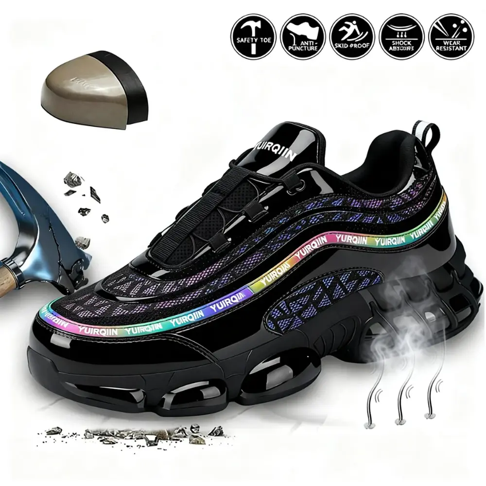 Steel Toe Shoes for Men Women Sneakers Wide Lightweight Safety Sneakers Comfortable Safety Shoes Colorful Tennis Work Shoes