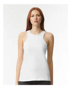 Women's Casual Tank Top, Soft Heathered Cotton-Polyester Blend, Sleeveless Shaped Fit with Rib Binding for Daily Wear