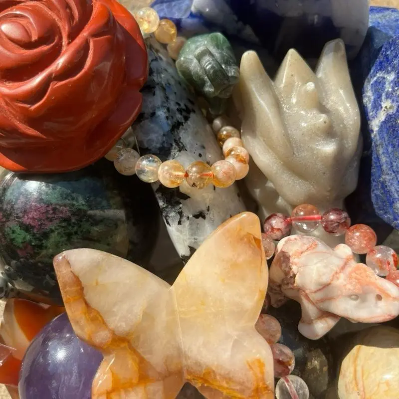 Assorted Natural Crystal Set: Fixed Quantity, Mixed Shapes and Materials