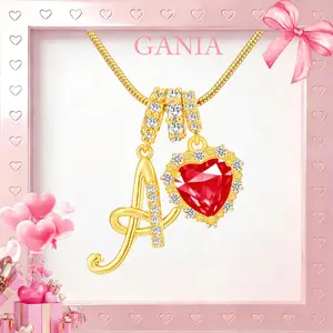 GANIA Red heart-shaped 26-letter necklace, personalized birthday gift, custom-made necklace with initials, lobster clasps for allergy prevention, suitable for women and young girls to wear. Valentine's Day gifts and birthday gifts are the top choices.