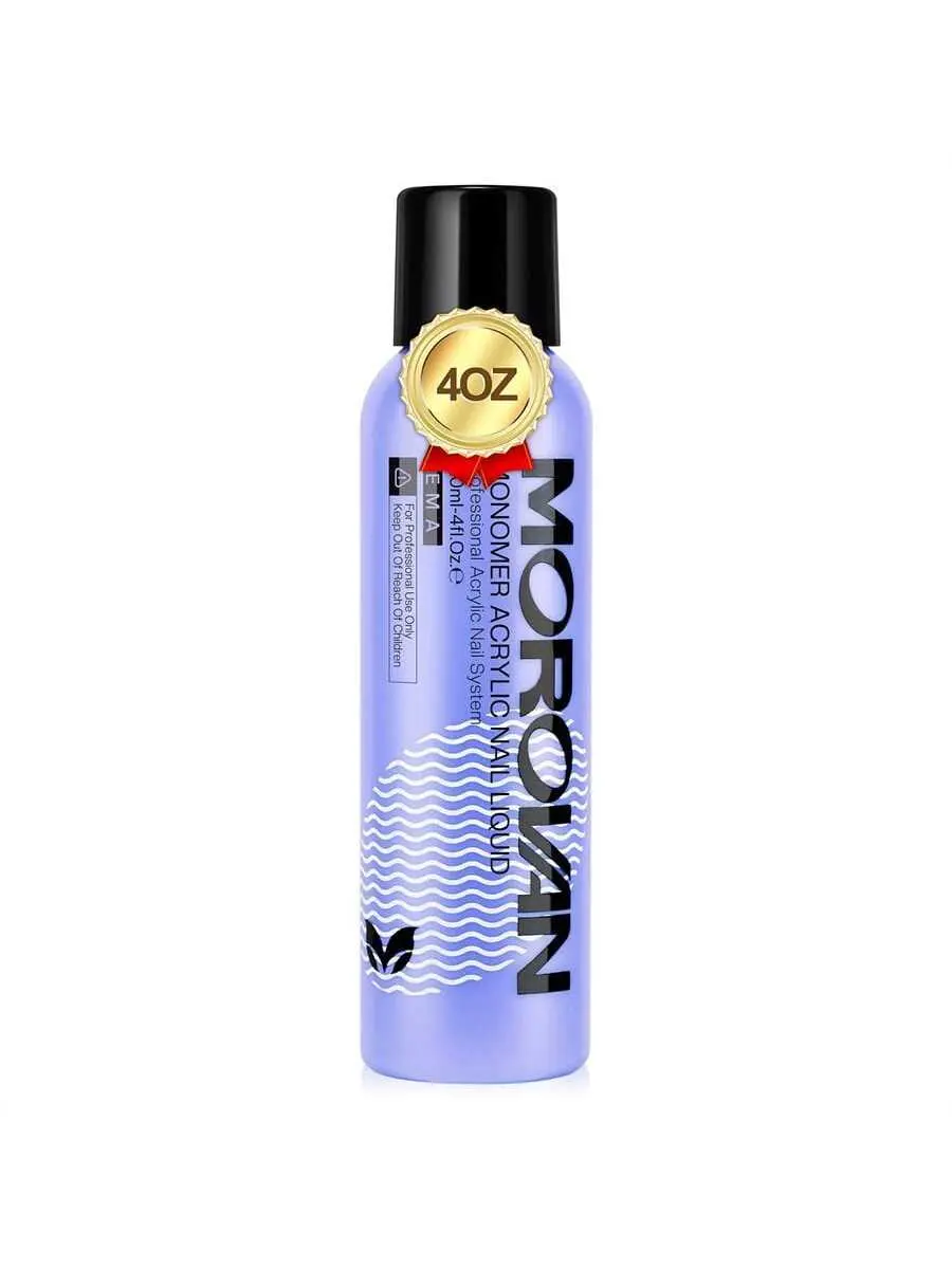Morovan Monomer Acrylic Nail Liquid - Non-Yellow Nail Monomer Liquid 1 Counts 4OZ for Acrylic Powder Medium Drying Time Nail Art Nail Care